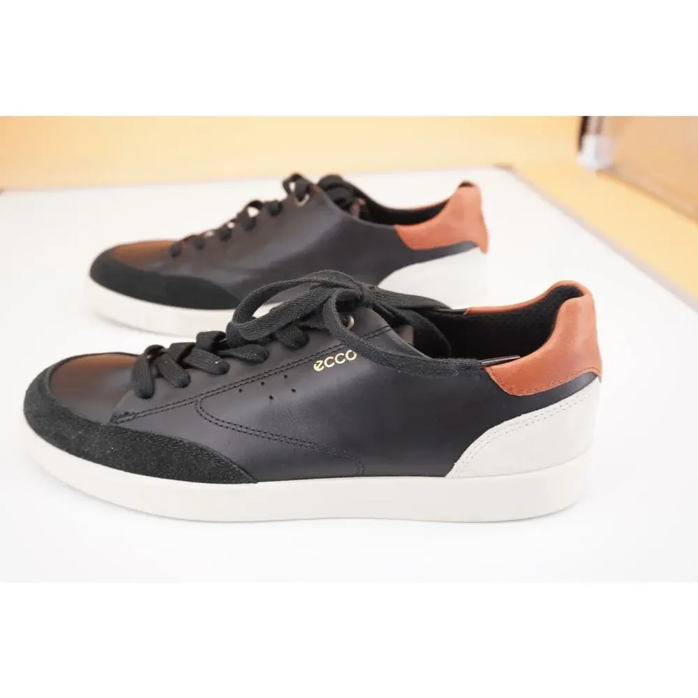 Ecco Womens Street Lite Luxe Leather Sneakers S Z 9 / 9.5 Black Brown Low Top